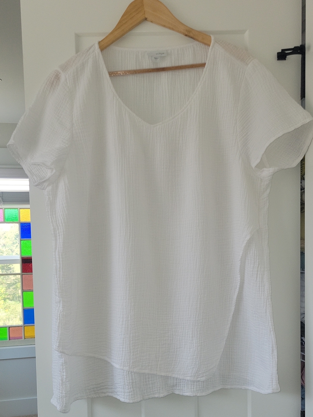 J. Jill White Short-Sleeve V-Neck Tunic Top